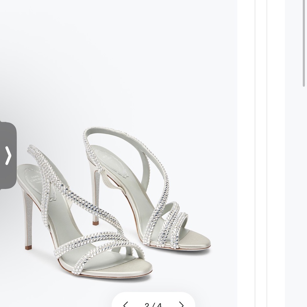 Rene Caovilla Silver Crystal Slingback Stiletto Sandals